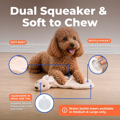 Squeaky Dog Toys with Soft Durable Fabric for Small, Medium and Large Pets Interactive Toy for Indoor Play, Supports Active Biting and Play - Hare, Medium