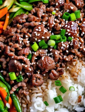 Teriyaki ground beef rice bowl
